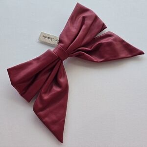 Natasha Rich Burgundy Leather Hair Bow